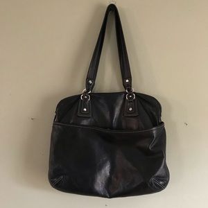Black leather Levenger shoulder bag